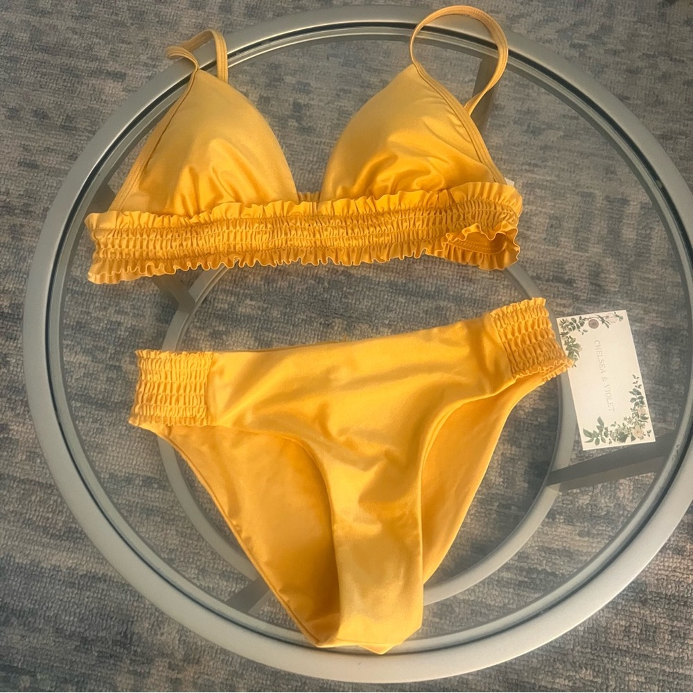 Yellow Ruffled Bikini Set - Picture 1 of 8